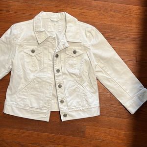 Loft white denim jean jacket size 2 excellent preowned condition